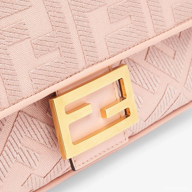 Affordable Medium FF Motif Canvas with Cut Strap Laser Baguette Bag Fendi Pink In 0712